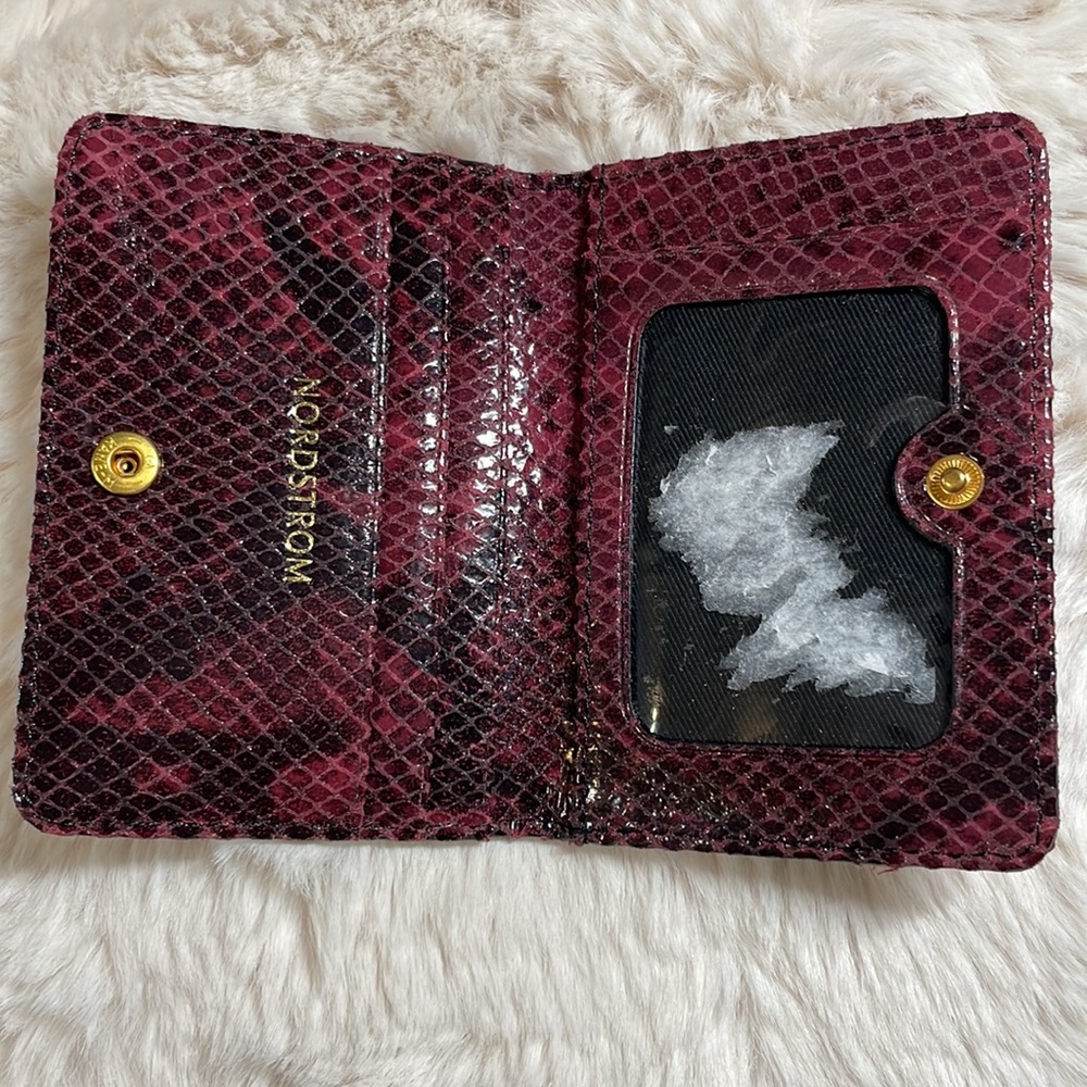 Nordstrom Burgundy Python Snakeskin Wallet - Picture 4 of 9